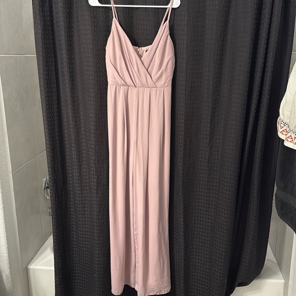 Lulus Blush Pink Spaghetti Strap Romper / Maxi Jumpsuit – Womens Medium